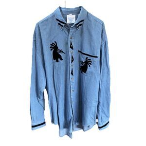 Scottsdale Images appliquéd hand painted Designs Buttons Denim New L Vintage